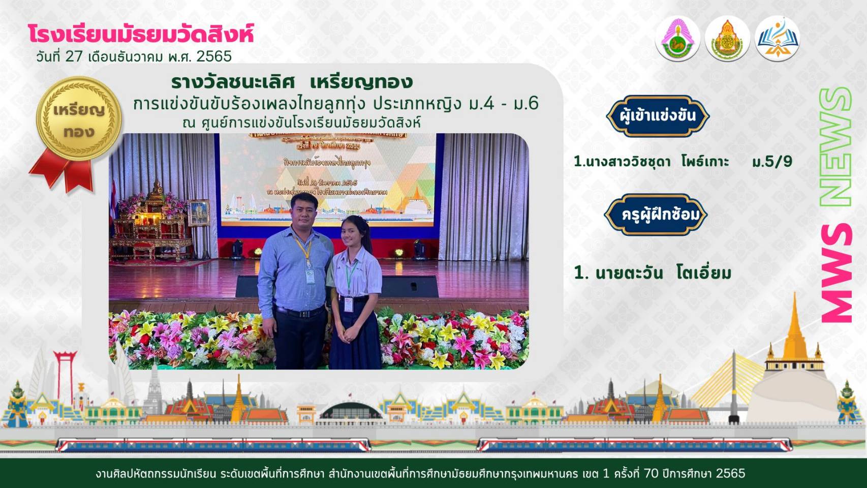 รางวัลชนะเลิศ เหรียญทอง