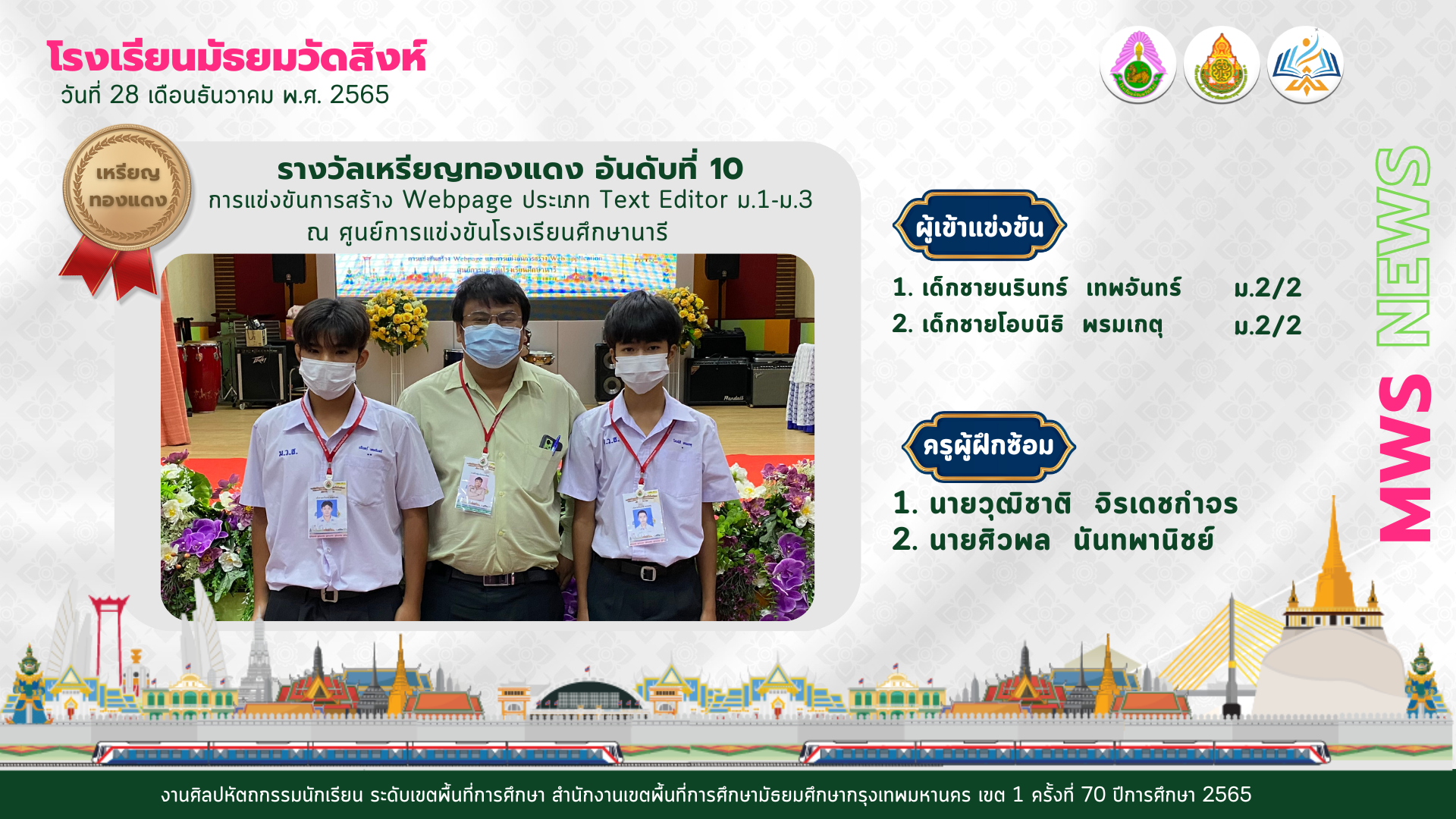 รางวัลเหรียญทองแดง อันดับที่ 1…